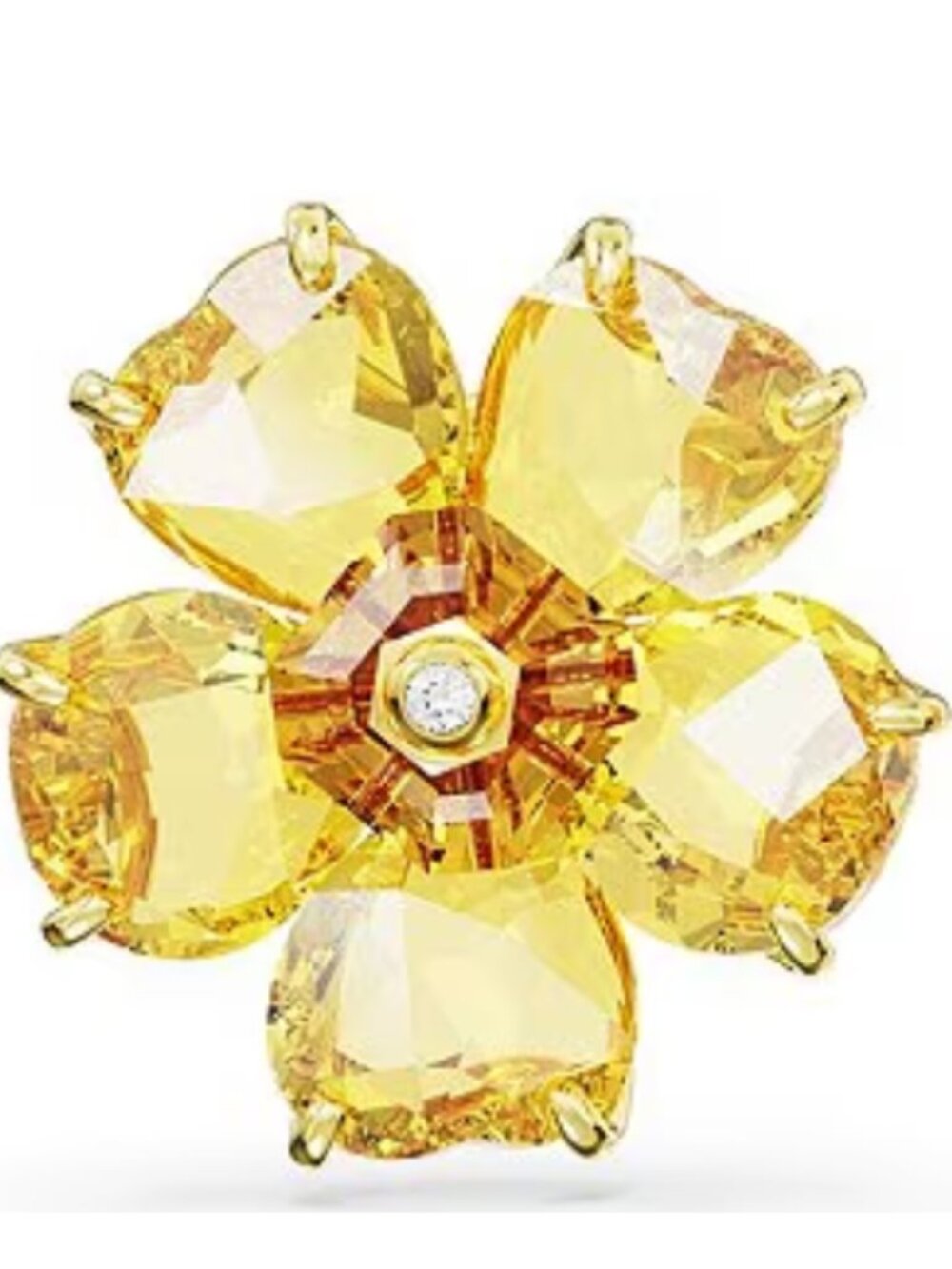 Swarovski Florere Flower Stud Earrings • Yellow Crystal • Gold-tone NIB